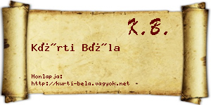 Kürti Béla névjegykártya